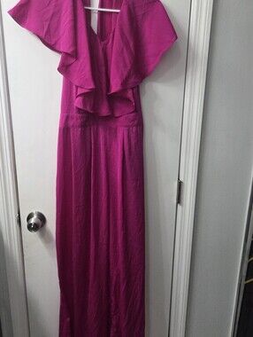 Fuchsia Ruffle Maxi Dress - Women's Elegant Summer Jumpsuit